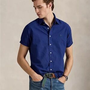 Ralph Lauren Indigo Oxford Short Sleeve Button Down Shirt